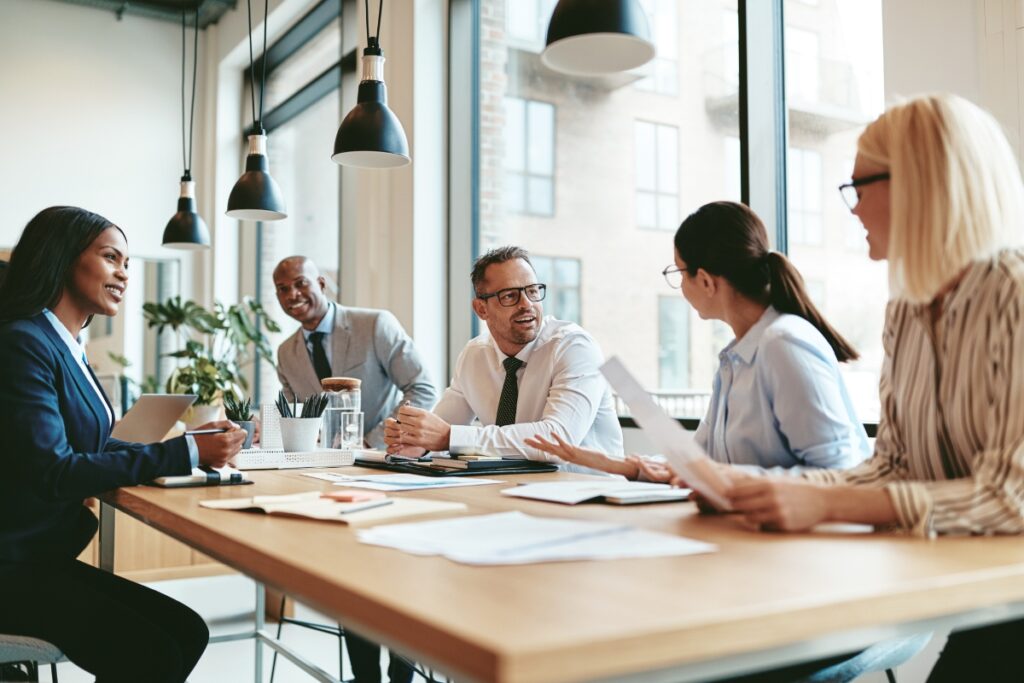 Admin and business professionals in a meeting
