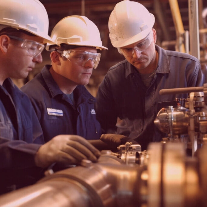 Engineers working in a manufacturing facility